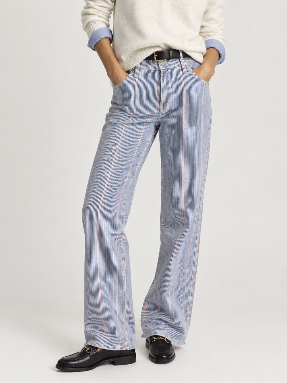 3x1 Designer Railroad Stripe Austin Crop Jeans High Rise Preppy Streetwear Eco